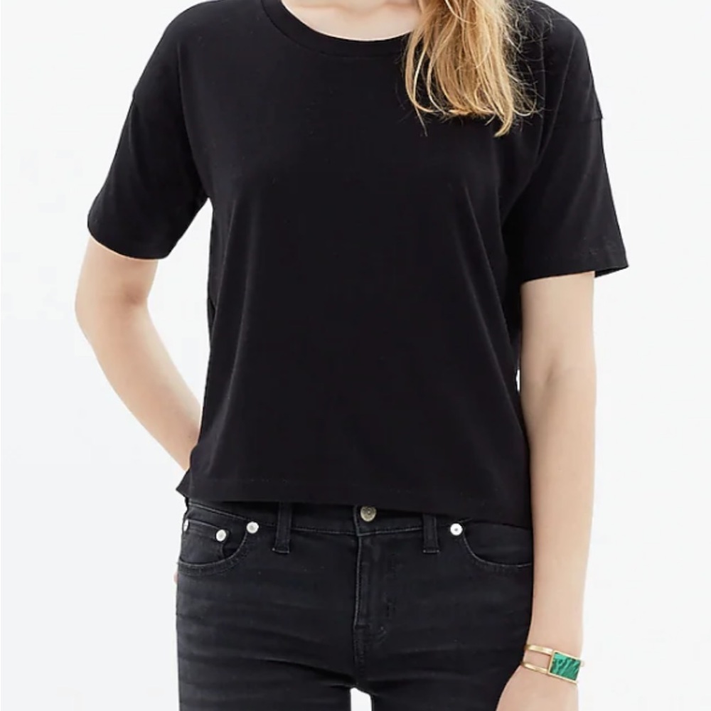 Madewell boxy crop tee black size large